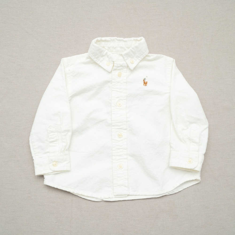 Kids Polo Ralph Lauren White Button Down Long Sleeve Embroidered Logo